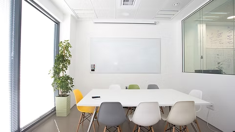 A bright, modern meeting room
